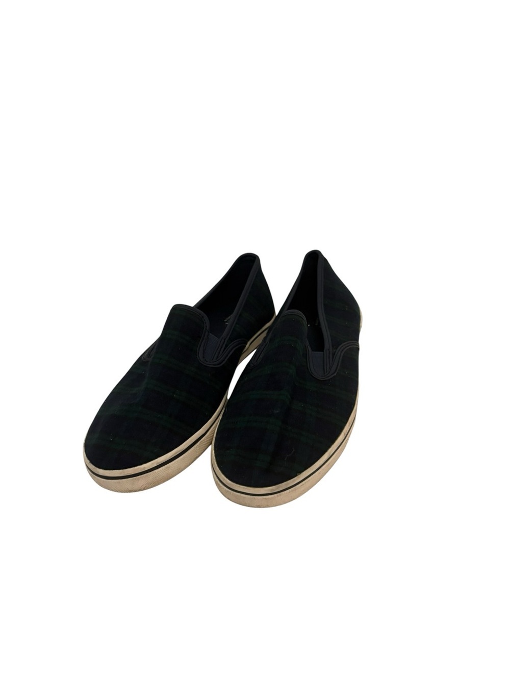 Ralph Lauren Plaid Slip-On Loafers in Navy and Dark Green - Picture 2 of 6